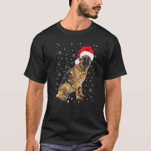 T-shirt Berger Allemand Noël Chapeau de Père Noël Lumières