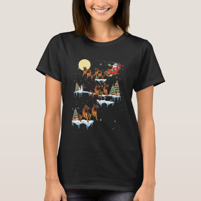 T-shirt Berger allemand Noël Père Noël Sleigh Dog (Devant)