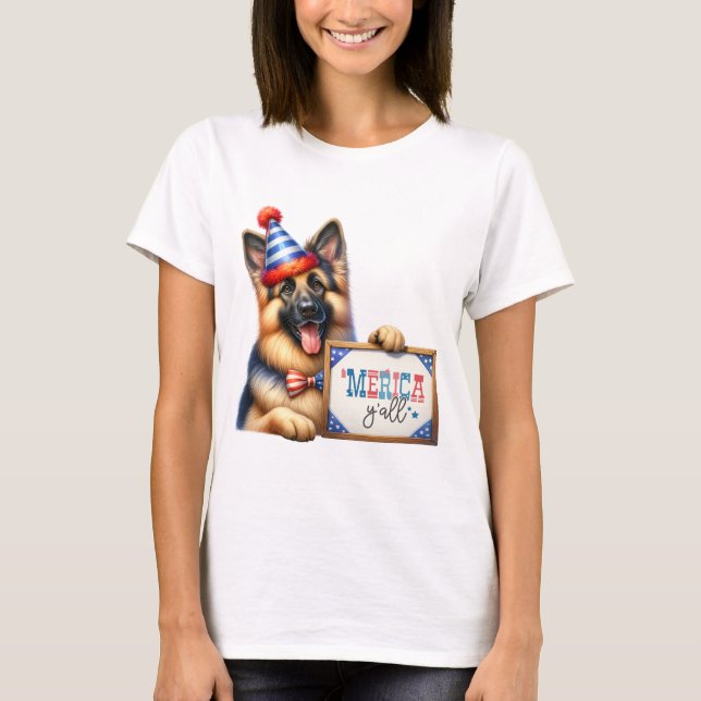 T-shirt Berger allemand patriotique 'Merica Y'all (Devant)