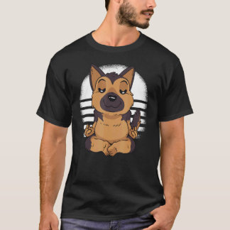 T-shirt Berger Allemand yoga méditation méditer Chien drôl