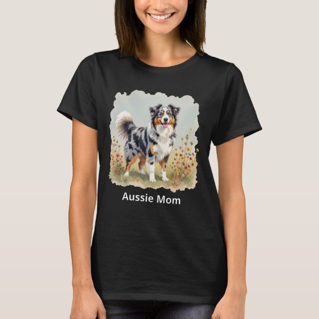 T-shirt Berger Australien Merle Queue Longue Mère Aussie (Devant)