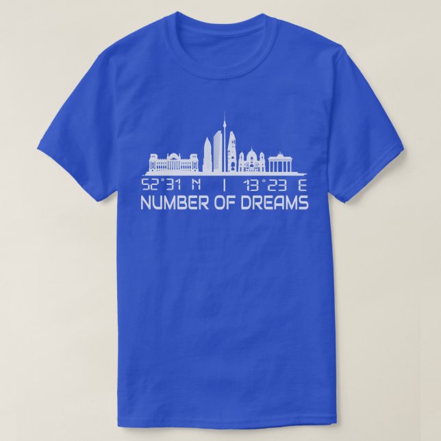 T-shirt Berlin Skyline Coordonnées GPS City Dream City (Design devant)
