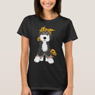 T-shirt Bernedoodle chien avec tournesol