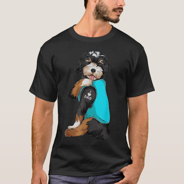 T-shirt Bernedoodle I Love Papa Tattoo Apparel, Chien Papa (Devant)