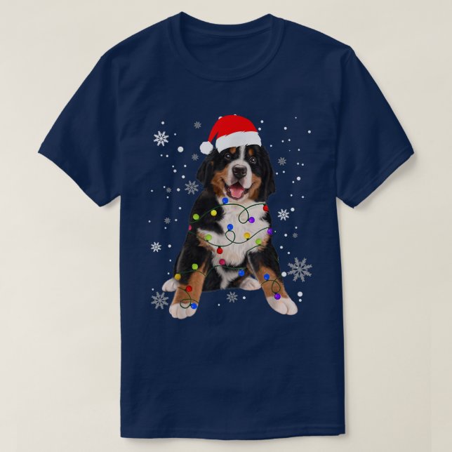 T-shirt Bernese Mountain Dog Merry Christmas Winter Snow G (Design devant)