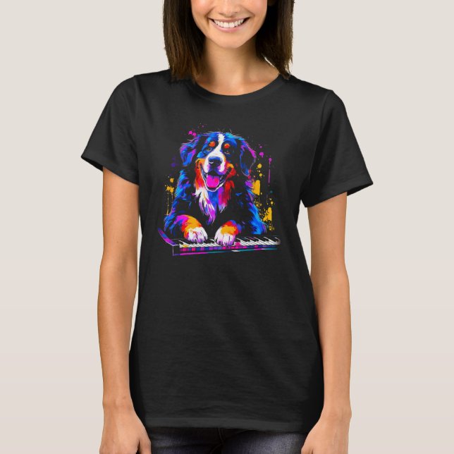 T-shirt Bernese Mountain Dog Pianist (Devant)