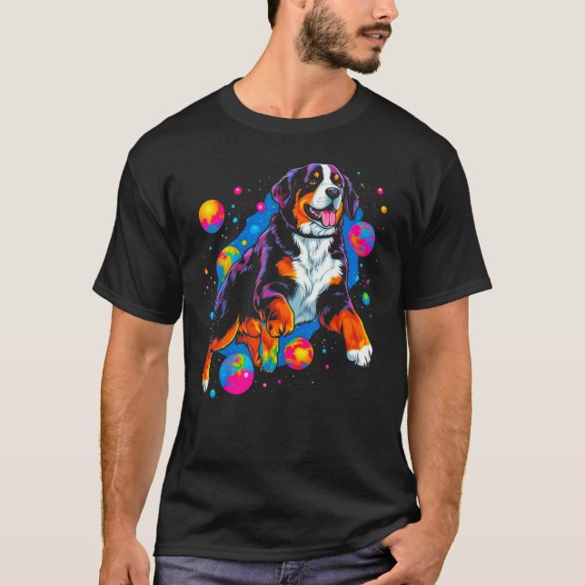 T-shirt Bernese Mountain Dog Planet Space (Devant)