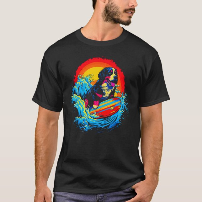 T-shirt Bernese Mountain Dog Surf (Devant)