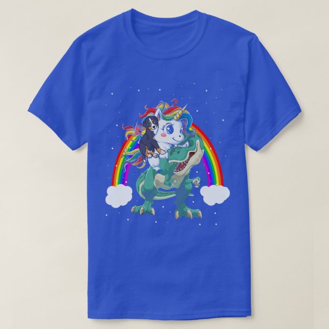 T-shirt Bernese Mountain Unicorn équitation Dinosaur Tre C (Design devant)