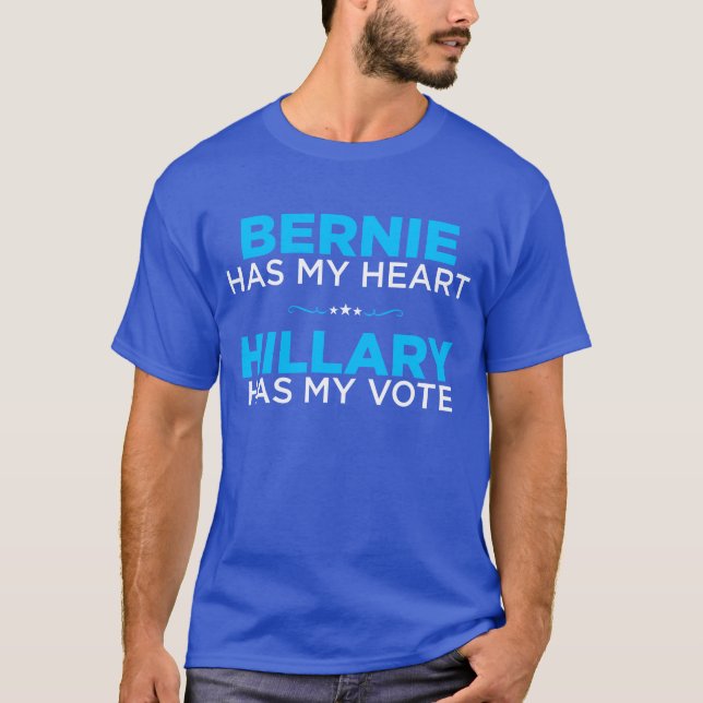 T-shirt Bernie a mon coeur, Hillary a ma chemise de vote (Devant)