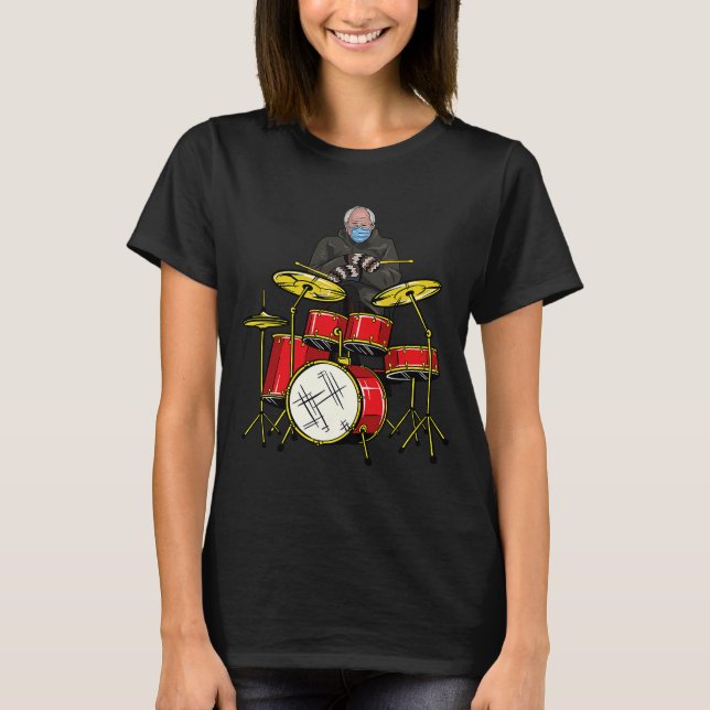 T-shirt Bernie Sanders Drum Sitting Mittens Inauguration M (Devant)