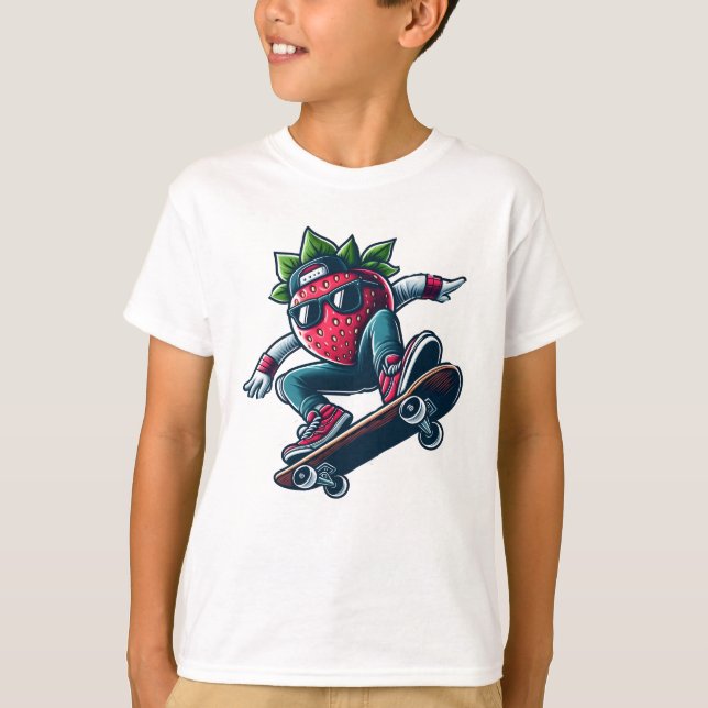 T-shirt Berry Boarder - Skateboard Cartoon fraise (Devant)