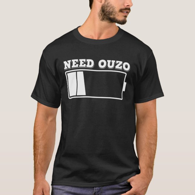 T-shirt Besoin Ouzo Pas de batterie Recharger avec Ouzo Pa (Devant)