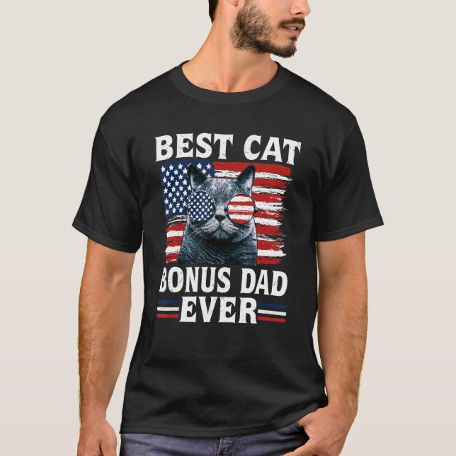 T-shirt Best Cat Bonus Dad Ever American Flag Patriotic 4t (Devant)