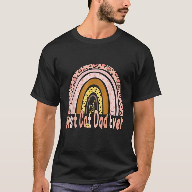 T-shirt Best Cat Dad Ever Rainbow Daddy Papa Father s Day  (Devant)