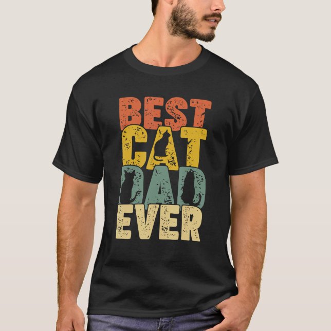 T-shirt Best Cat Dad Ever  Retro Dad Cat (Devant)