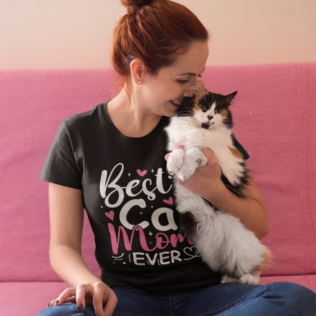 T-shirt Best Cat Mom Ever - Cute Typography Cat (Créateur téléchargé)