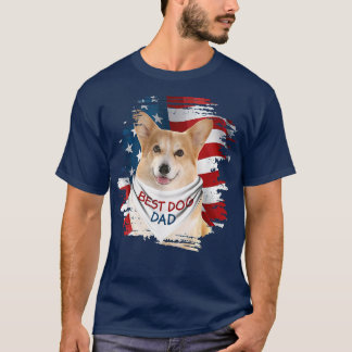 T-shirt Best Corgi Dog Dad Cute American Flag Happy Father