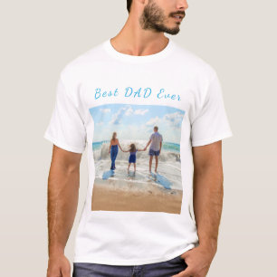 T-shirt Best DAD Ever - Photo et texte personnalisés - Pe