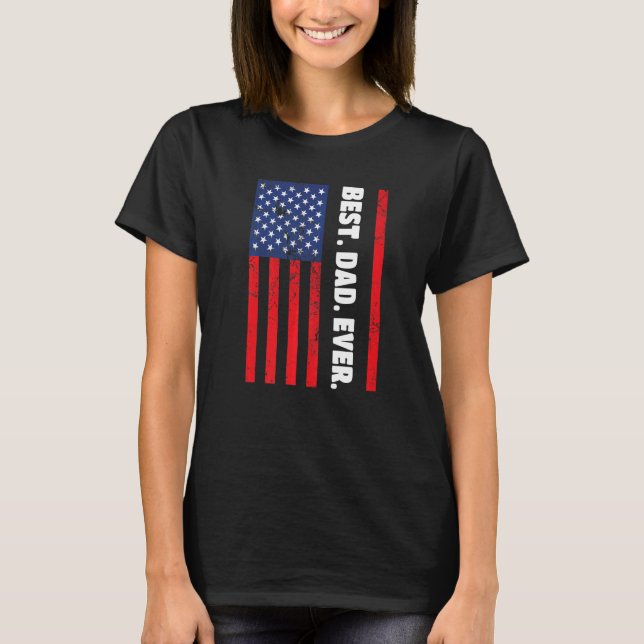 T-shirt Best Dad Ever USA Vertical Flag (Devant)