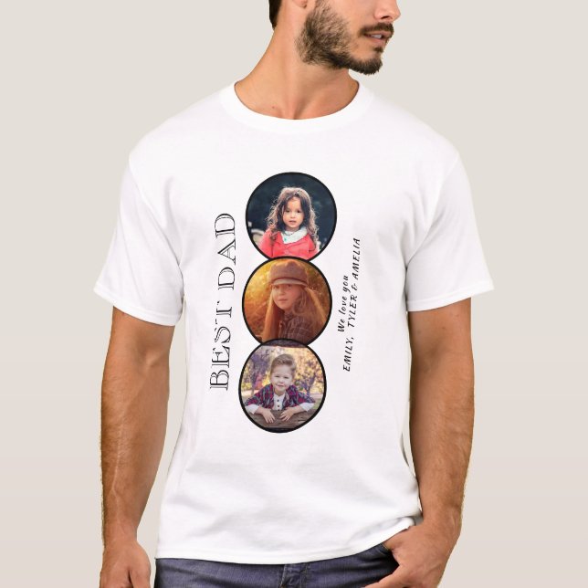 T-shirt Best Dad Father`s Day 3 Oval Photo Collage (Devant)