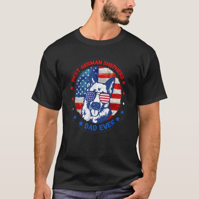 T-shirt Best German Shepherd Dad Ever American Flag Dog Fa (Devant)