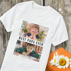 T-shirt Best Papa Ever Grandchildren 2 Photo Collage