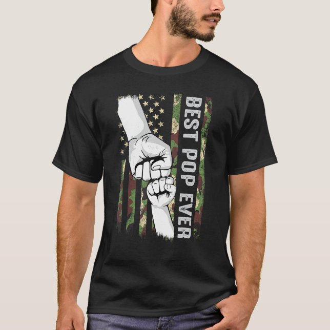 T-shirt Best Pop Ever Fist Pump With US American Flag Fath (Devant)