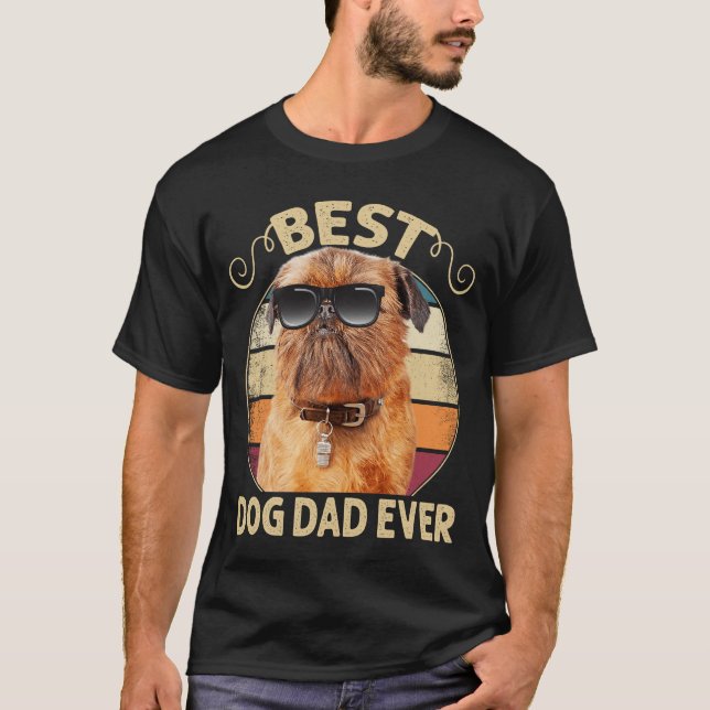 T-shirt Besteever Meilleur Chien Papa Jamais Bruxelles Gri (Devant)