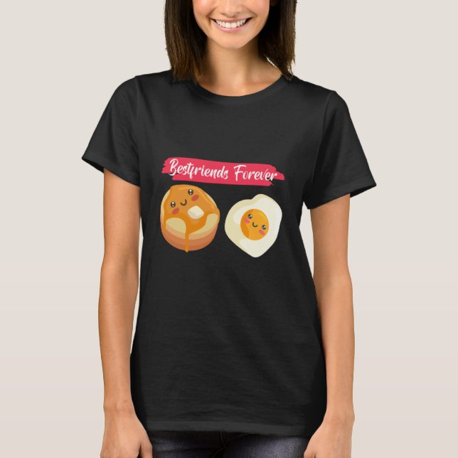 T-shirt Bestfriends Forever Pancakes And Eggs Breakfast Pa (Devant)