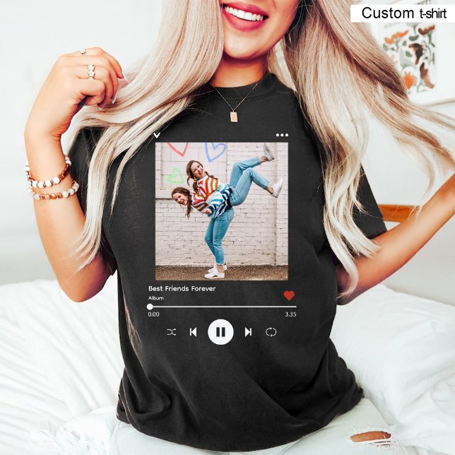 T-shirt Bestie de musique branchée Photo et nom Meilleur A (Trendy Music Bestie Photo & Name Best Friend Black T-Shirt)