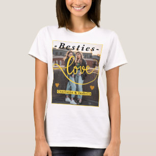 T-shirt Besties Love - Custom Names & Photo Collage