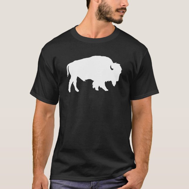 T-shirt Bête noire blanche de silhouette de buffle (Devant)