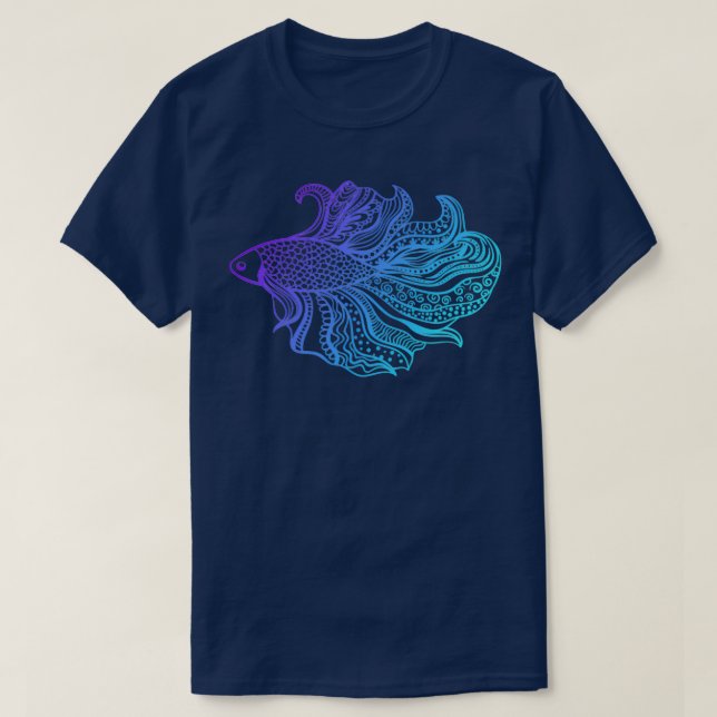 T-shirt Betta Fish PurpleCyan (Design devant)