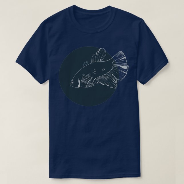 T-shirt Betta splendens lune demi-lune bleu (Design devant)