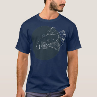 T-shirt Betta splendens lune demi-lune bleu