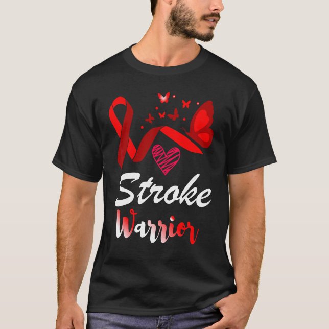 T-shirt Beurre de guerrier Stroke Rouge Ribbon Support (Devant)