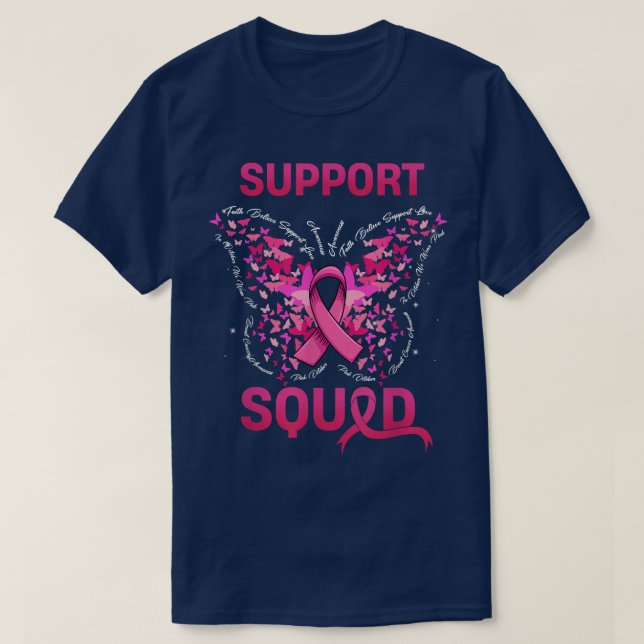 T-shirt Beurre rose Ruban Support Squad Cancer du sein (Design devant)