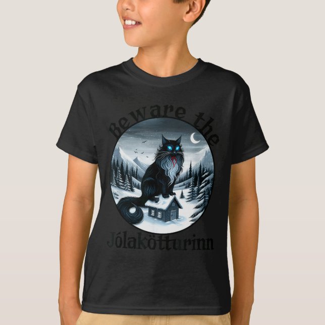 T-shirt Beware The Jolakotturinn Yule Cat Icelandic Christ (Devant)