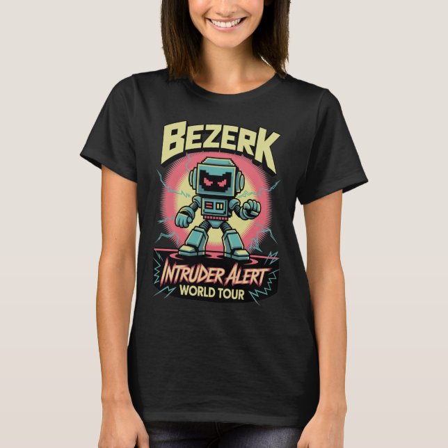 T-shirt Bezerk Intruder Alert World Tour Retro Arcade  (Devant)