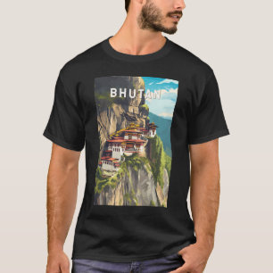 T-shirt Bhoutan Illustration Voyage Art Vintage