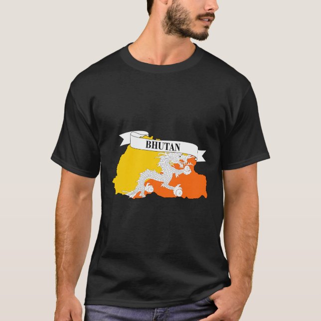 T-shirt bhutan flag map (Devant)