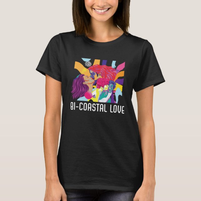 T-shirt Bi Coastal Love Bisexual Rainbow Pride Bisexuality (Devant)