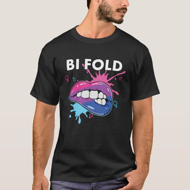 T-shirt Bi Fold Bisexual Rainbow Pride March Bisexuality L (Devant)