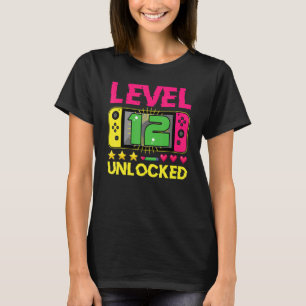 T-shirt Bi pour garçon de 12 ans, niveau 12 débloqué, joue