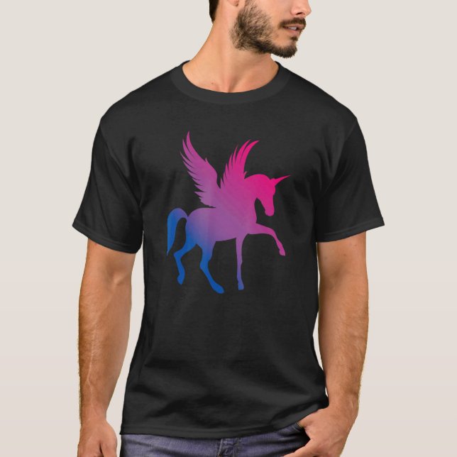 T-shirt Bi Pride Flag Unicorn Bisexual (Devant)