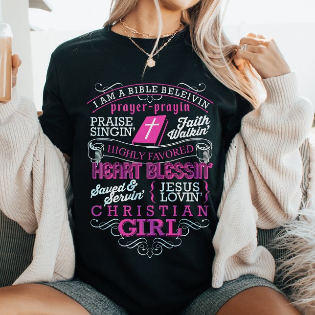 T-shirt Bible Belivin Christian Girl Foi religieuse Jésus (Créateur téléchargé)