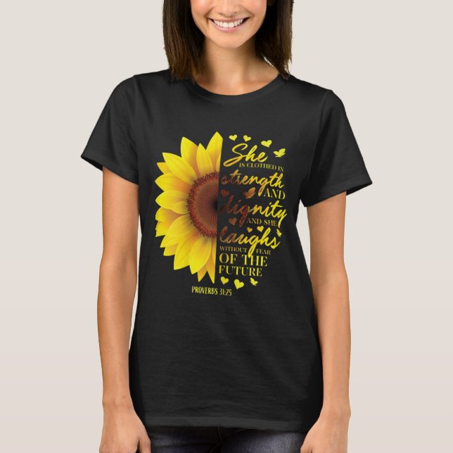 T-shirt Bible chrétienne Verse Tournesol Écriture Religion (Devant)