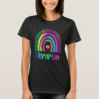 T-shirt Bibliothécaire Scolaire Arc-en-Ciel Léopard Tie Dy