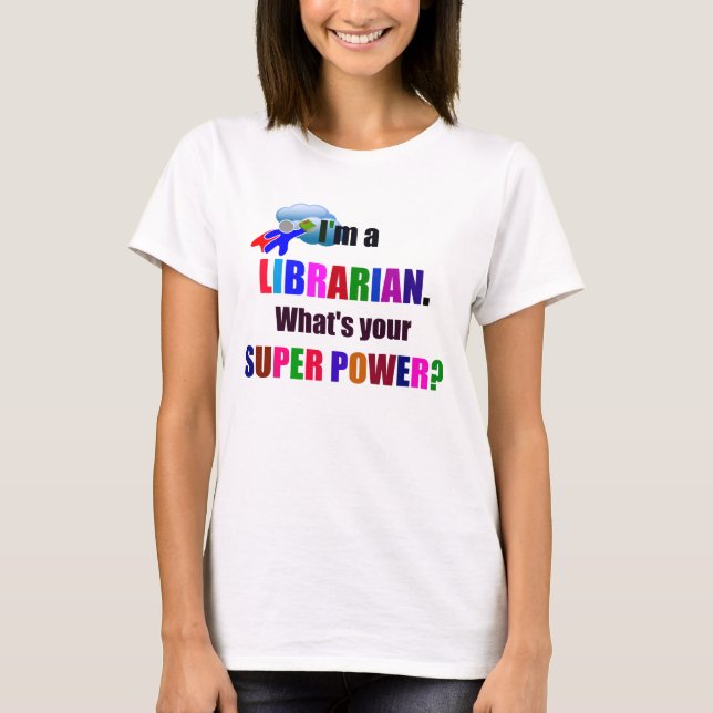 T-shirt Bibliothécaire Superhero - Gras Conception de text (Devant)